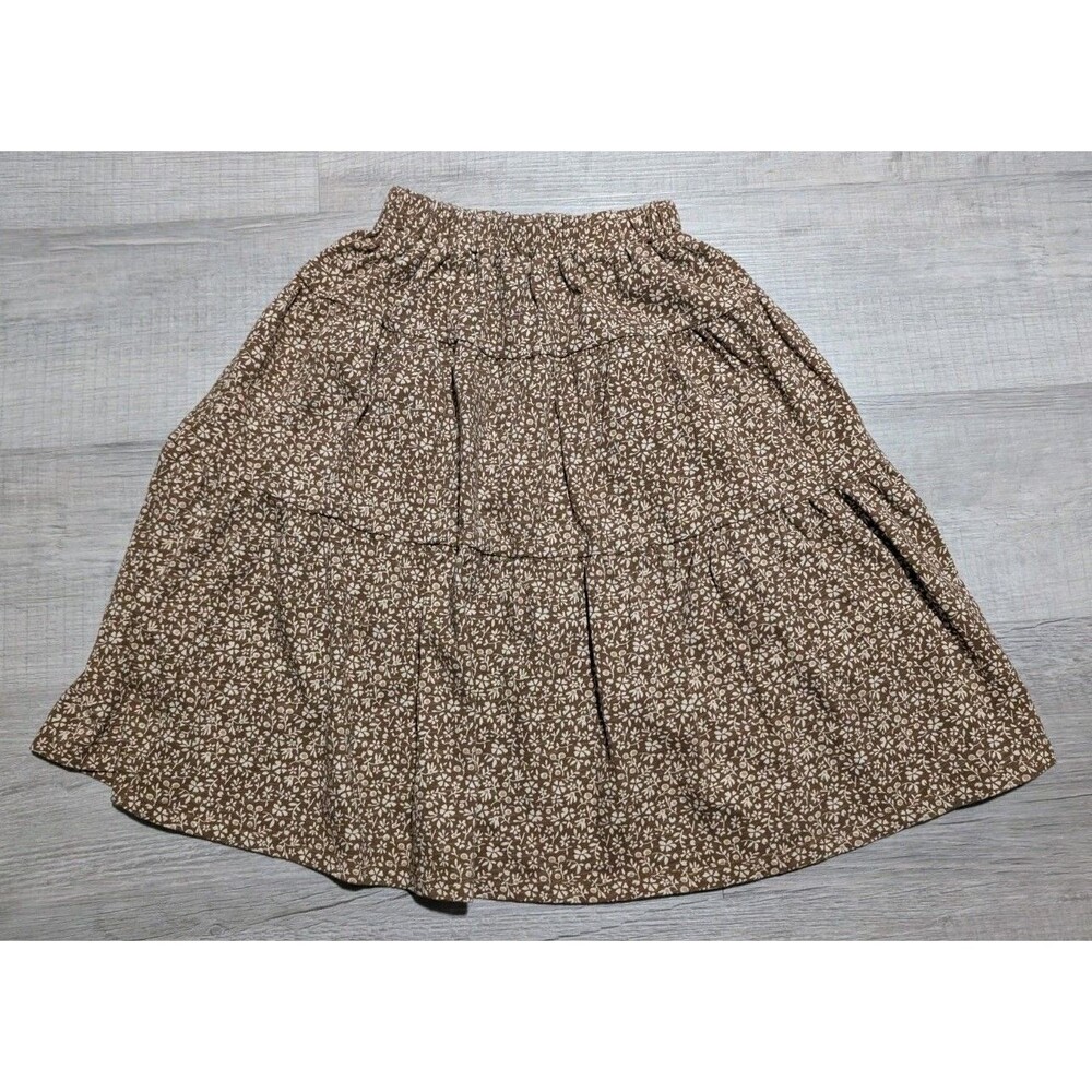 Rylee and Cru Girls Skirt Size 4-5 Years Brown Floral Tiered Full